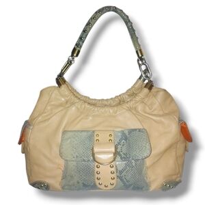 Pre-loved Sharif Studio Python Embossed Accent Leather Hobo Bag